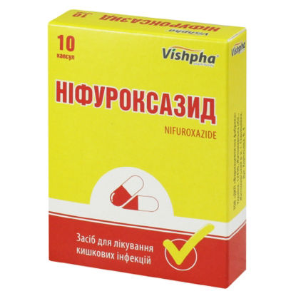 Світлина Ніфуроксазид капсули 200 мг №10 (10Х1)